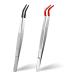 2-part tweezers set with rubber tips metal sticker tweezers with soft PVC coating curved bent angled tweezers for the production of jewelry in the laboratory DIY stamp coins style C