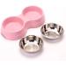 Fuwok Double Dog Bowl Non Slip Removable Stainless Steel Double Bowl 2-IN-1 Dog Bowl with Non-spill For Small Dogs Cats and Animal etc(S Pink) S Pink - Buy Online on GoSupps.com