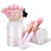 Brush set make-up brush set start makers 16 pieces pink marble make-up brush foundation eyeshadow eyebrows rouge make-up brush set with brush holder and silicone brush