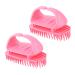 Foytoki 2 pieces silicone shampoo brush head massage brush for adult hair washing comb headwashing silicone shampoo hair brush hair washing comb massage hairbrush 10.5x7x5.5cm pink