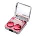 TYCIONG Portable Square Contact Lens Case with Marble Surface and Mirror Hot Pink