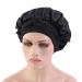 Wide Band Satin Bonnet Cap for Curly Hair | Black Silk Hair Wrap for Women - Perfect for Sleeping - Buy Online on GoSupps.com