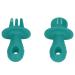 Silicone Spoon Soft Silicone LED Chewing Spoon Baby Anxiety Relief Safety Fork (Green)