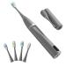 Folding Electric Toothbrush Grey Sonic Electric Toothbrush Travel Rechargeable Portable.Handle Equipped with a UVLED Sterilization Self Cleaning Chamber. 4 Brush Heads.Black Gray.
