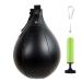 MXiiXM Boxing Speed Bag, Leather Hanging Punching Ball with Pump and Metal Hook for Boxing MMA Muay Thai Fitness Fighting Sport Training Suit for Kids Men Women Black