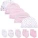Newborn Baby Hat and Mittens Set - 100% Cotton Pink Owl Design for Baby Boys and Girls 0-6 Months - Buy Online on GoSupps.com