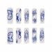 Foccna Long Blue Press-On Nails - Square Full Cover Butterfly Acrylic Nails for Women & Girls - Glossy Finish 24PCS - Buy Online on GoSupps.com