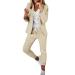 Women 2 Piece Casual Outfit Office Work Clothes Notched Collar Blazer Jacket Pencil Trouser Pants Suit Sets 4432-sasnx-beige-b M