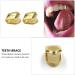 2pcs Golden Single Tooth Fangs Hip Hop Grills Set - Top & Bottom Dental Veneers - Buy Online on GoSupps.com