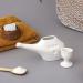 Traveller's Ceramic Neti Pot (Holds 250 Ml Capacity) for Nasal Cleansing with Ceramic Eye Wash Cup + 5 Sachets Neti Salt - White Color - Buy Online on GoSupps.com