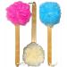 3 PACK Exfoliating Loofah Bath Back Brush Set - Long Wooden Handle, Ergonomic Design - Shower Body Scrubber for Men and Women - Buy Online on GoSupps.com