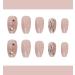 3D Rhinestone Pink Coffin Fake Nails Medium Length - Glossy Ballerina False Nails for Women | 24PCS - Buy Online on GoSupps.com