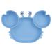 Vicloon Silicone Suction Plate for Toddlers Baby Suction Plate Baby Cutlery Feeding Training Divided Plate Non Slip Silicone Baby Weaning Plate for Most Highchairs Trays (Blue)