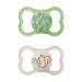 Mam Supreme Schnuller in a set of 2 baby pacifier for healthy dental and jaw development prevents skin irritation with pacifier box 6-16 months leaves/Eichhorn leaves/Eichhorn 6-16 months/day
