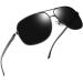 Joopin Polarised Sunglasses Mens UV Protection Al-Mg Metal Frame Double Bridge Aviation Sunglasses for Men Women Sun Glasses for Driving A03-gun Frame Black Lens