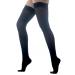 Medicella Premier Closed Toe Thigh High Compression Stockings for Women 8-15 mmHg Made in USA Medical Quality Sheer Mild Pressure Support Circulation & Travel (Small Black) Small Black