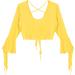 YiZYiF Women's Yellow Ballroom Dance Top with Tulle Flared Sleeves - Lace-Up Belly Latin Practice Costume - Buy Online on GoSupps.com