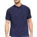 Casual Mens Short Sleeve Henley Shirts Fashion Button Up Henley T-Shirts Top Blue Large