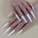 Rosy Finch XXL Extra Long Coffin Stick on Nails - White 2, Long Press Acrylic False Nails with Glue & File for Women - Buy Online on GoSupps.com