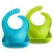 PandaEar Silicone Bibs for Babies & Toddlers with Food Catcher Waterproof Soft Baby Bibs Weaning Feeding Bibs Unisex Non Messy |Lime Green/Turquoise Turquoise/Lime Green
