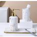 Shop Pochy Ceramic Marbling Bathroom Set - 4-Piece Light Gray Toilet Accessories | International Shipping Available - Buy Online on GoSupps.com