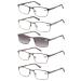 Eyecedar amcedar 5 Stuks reading glasses men rectangle frame stainless steel material metal metal spring hinges contain sun reading glasses +3.00 5 colors 3.0 x