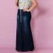 Sanahy Women's Casual High Waist Denim A-line Skirt | Button Front, Knee Length Fishtail Style | Dark Blue, Size Large - Buy Online on GoSupps.com