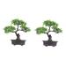 Zerodeko 2pcs Welcome Pine Flower Pot Houseplants Live Indoor Home Desk Fake Bonsai Desk Top Decor Interior Decor Simulation Green Plants Simulation Tree Office Plastic Flower Household