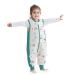 Baby Sleep Sack with Feet Winter 2.5 TOG 100% Cotton Baby Sleep Bag with Legs Sleeveless with 3 Methods Zipper Toddler Sleeping Sack for Newborns and Infants 2-4 Years (Green Animal L)