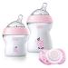 Chicco NaturalFeeling Gift Set with 2 Baby Bottles + Pacifier 0 m+ Pink Pink 2 pieces (1 pack)