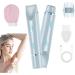 Rasoir lectrique Femme Tondeuse Femmes 2 en 1 Dual Head Shaver Women Sans douleur Tondeuse Intime pour Femme Rasoir tanche pour Visage Aisselles Jambes Utilisation Humide et S che (Bleu)