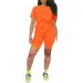 PINSV Women's Summer Bodycon Short Pants Workout Set - Orange, Large - Buy Online on GoSupps.com