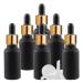 ZEOABSY 6 Pieces 20ml Empty Frosted Black/Gold Glass Dropper Bottles with Glass Pipette for Essence Essential Oil Elite Fluid Travel Cosmetics Storage Containers