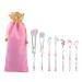 WBTY 7 Cute unicorn make-up brushes with a metal grip Kawaii-Make-up brush for eyeshadow blush primer concealer with storage bag