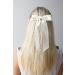 Furling Pompoms Bow Hair Clips - White Satin Ribbon Bows for Women & Girls | Hair Accessories for Party, Wedding, Prom | 2pcs Set - Buy Online on GoSupps.com