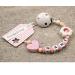 Pacifier holder personalized with name for girls | Baby gift for birth & baptism | Name necklace flower and heart in pink