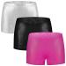 BYONEME Girls Dance Short Gymnastics Athletic Shorts Sparkle Glitter Tumbling Bottoms C03-rose-black-silver( 3pcs) 7-8 Years