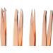 4-Piece Eyebrow Tweezers Set - Pointed & Angled Tweezers with Stylish Leather Look Case - Gold | International Shipping Available - Buy Online on GoSupps.com