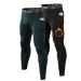 GAOQSEMG Men's Thermal Leggings Micro-Fleece Warm Compression Pants Running Sports Tights with Pockets Base Layer Bottoms #Black+dark Green Medium
