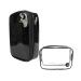 (2 PCS SET Black Bold Colored Double Zipper Cosmetic Travel Bag w/Handle + Clear PVC Cosmetic/Toiletry Bag Black Medium Bag