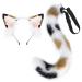 TQUXNGA Animal Cosplay Costumes Faux Furs Cat Foxes Wolf Furry Tail and Ears Headband for Halloween Party Costume Accessories Calico cat suit