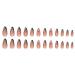 24Pcs Almond Shaped French Tip Press-On Nails - Nude Pink Black Star Glitter Design - Buy Online on GoSupps.com