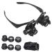 Glasses Magnifier Cold Warm Light Source Glass with Led Light 6 Lenses with 2 LED Light Illuminated Magnifier It is Suggested to Use A Single Eye for Viewing at Area Only Because Will