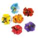 Hula Girl Hibiscus Color Assorted Flower Island Theme Hair Clips Event Decoration Supplies (12 Pack)