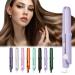 Upgraded 2-in-1 Mini Curling Wand Flat Iron Hair Straightener Mini Dual Purpose Curling Flat Iron Long-Lasting Portable Travel Curling Wand for Women Short Hair (Light Purple)