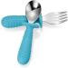PandaEar 4 Set Baby Toddler Silicone Stainless Steel Utensils Silverware Spoon Fork - BPA Free, Anti-Choke Design (Blue&Grey) - Buy Online on GoSupps.com