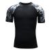 HUGE SPORTS Men's Short Sleeve Splice Skins Rashguard Shirt Swim Shirt Rash Vest for Swimming Surfing XXL Lion