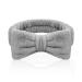 AOMIG Spa Headbands for Women Fluffy Headband for Washing Face Elastic Bowknot Hair Band Microfiber Elastic Women & Girls' Head Band for Makeup Shower Sports(Grey) 1 Pcs Gray