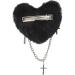 hgnxa Plush Heart Shape Side Hair Clip with Dangle Duckbill Hairpin for Woman Carnivals Taking Photo -slip Hairpin Black - Buy Online on GoSupps.com