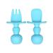 Baby Esslern cutlery |Baby biting toys - set made of baby spoon and baby fork (soft) BPA free without melamine with cheat protection & ergonomic handle dishwashers suitable (blue)